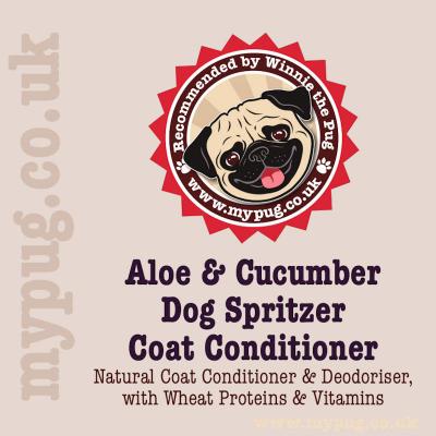 Dog Spritzer is a refreshingly natural coat conditioner and deodoriser, with a subtle hint of Aloe & Cucumber. Each spray will neutralise bad odours and delivers a fine mist of wheat protein + 5 vitamins to rejuvenate and nourish the skin and coat. Suitab
